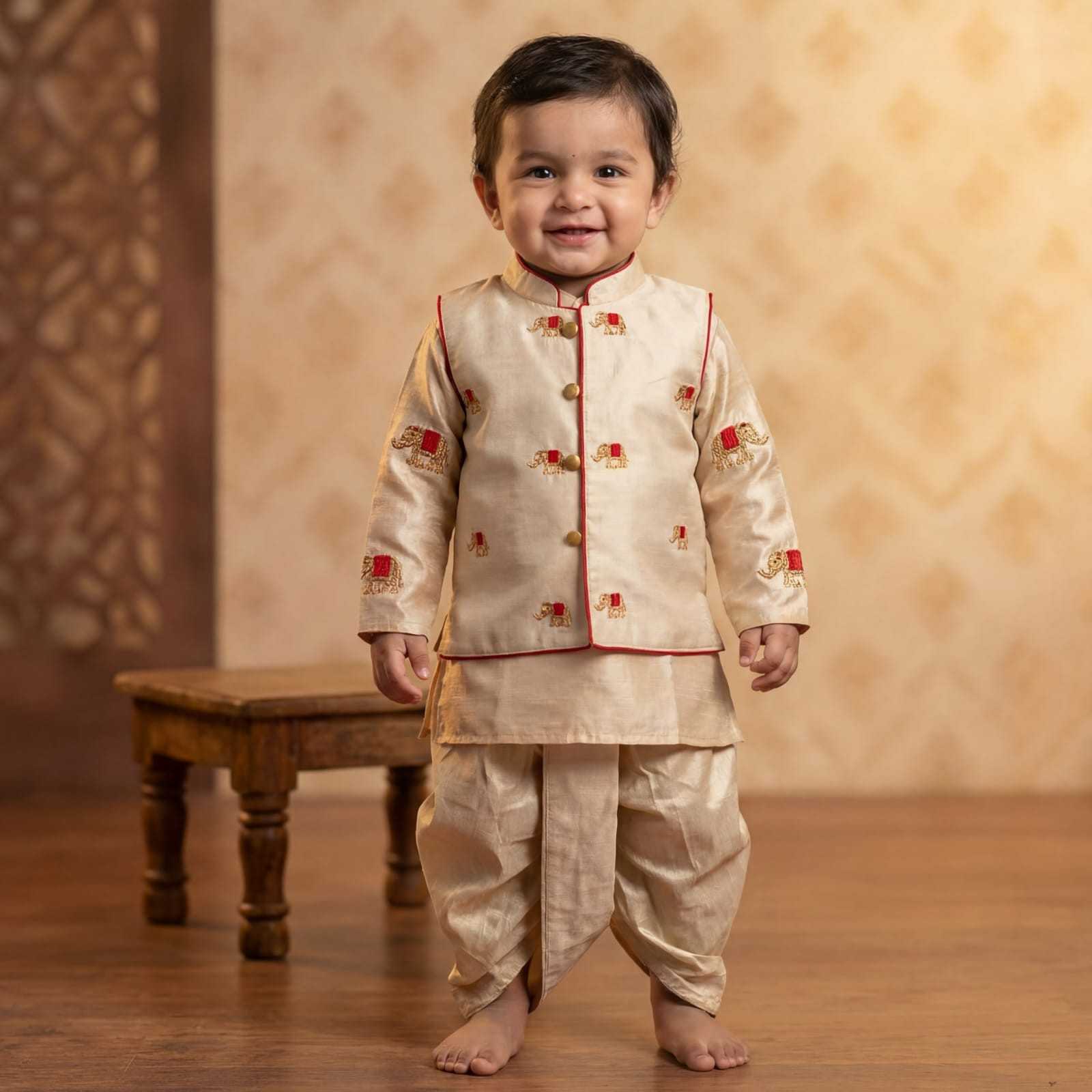 Raw silk family outfit – colour 1 – Arhas Couture
