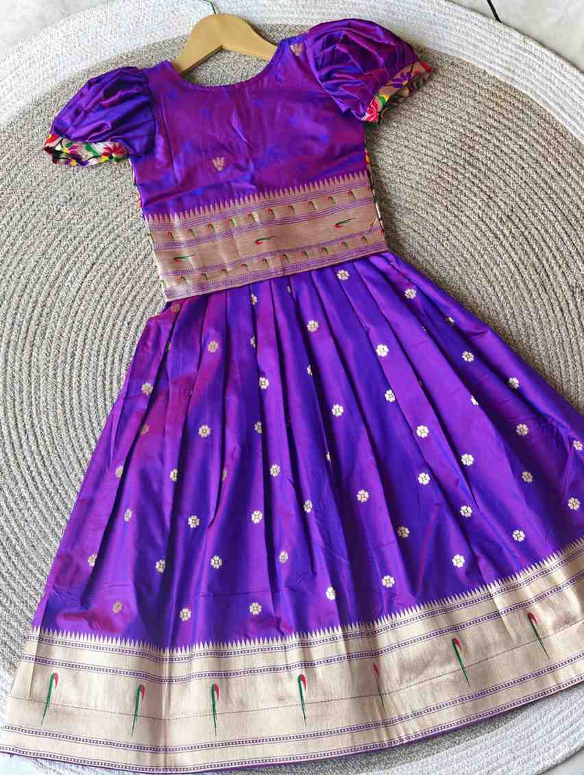 Kid's Soft Paithani Silk Gowns