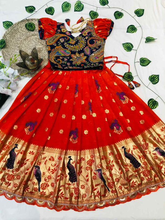 Kid's Tissue Silk Lehengas