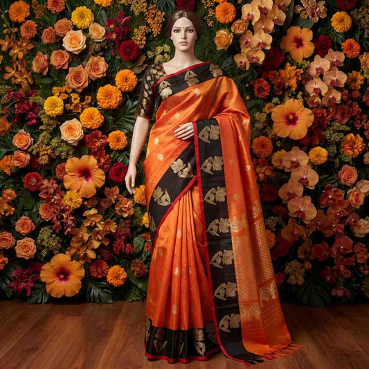 Fancy handloom tissue silk saree with antique zari – Arhas Couture