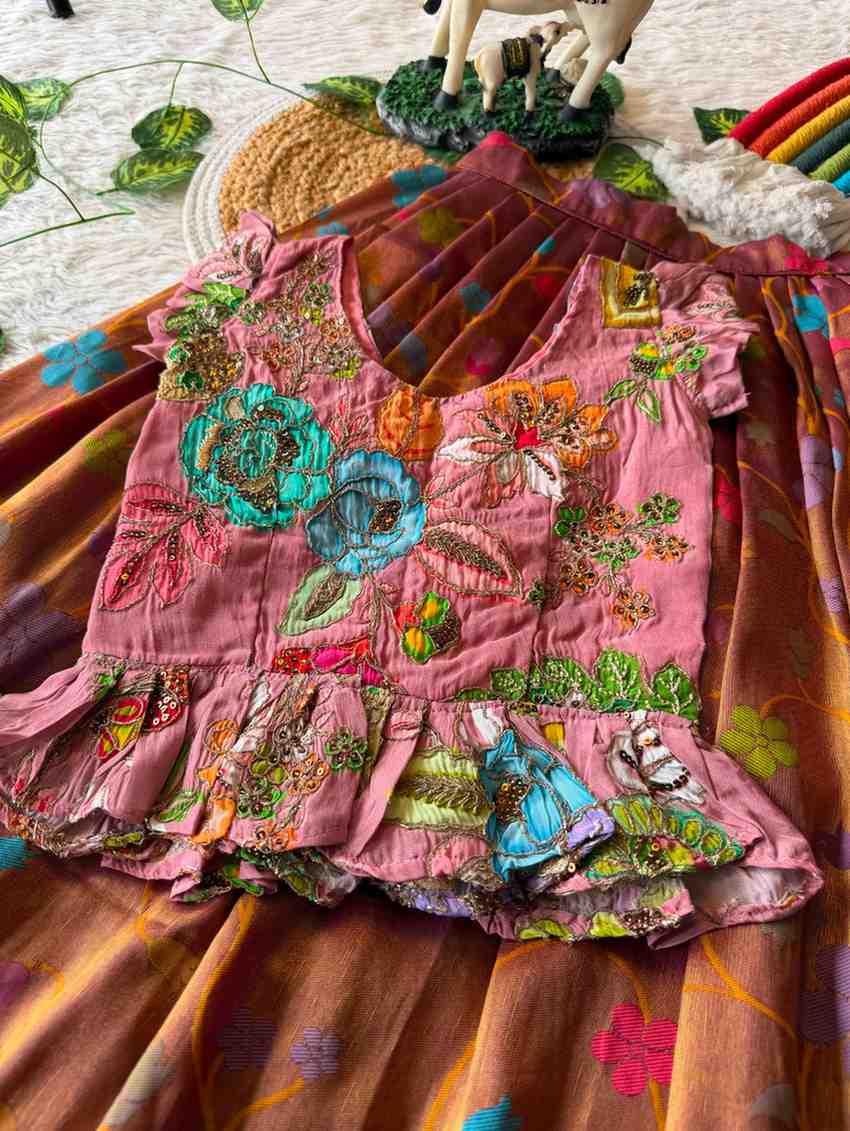Kid's Viscose Tissue Silk Lehenga