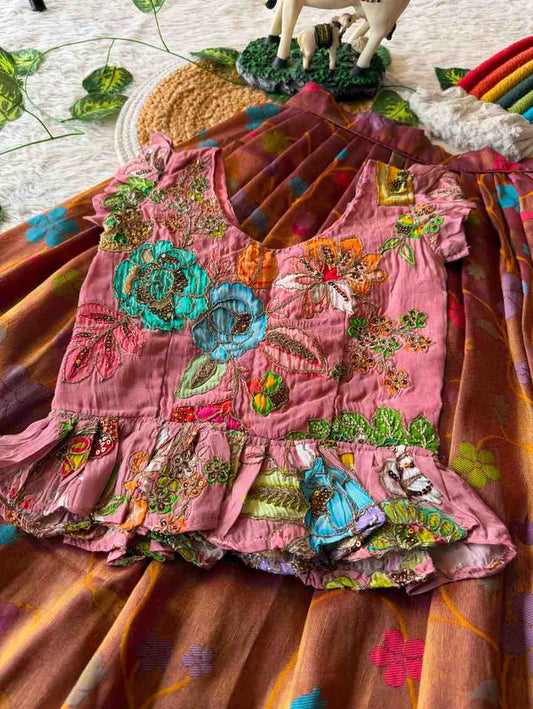 Kid's Viscose Tissue Silk Lehenga