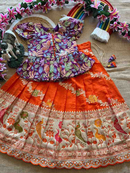 Kid's Khadi Silk Lehengas