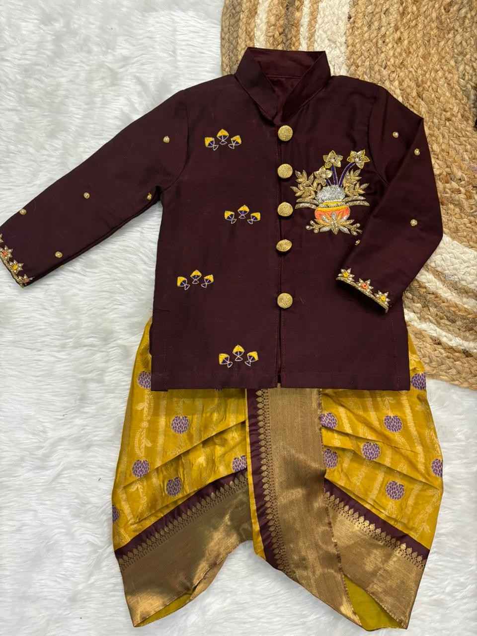 Semi Kanchi maggam family outfit – colour 2 – Arhas Couture