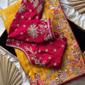 Fancy Dola silk saree with coding work and multi-colour sequins – Arhas Couture