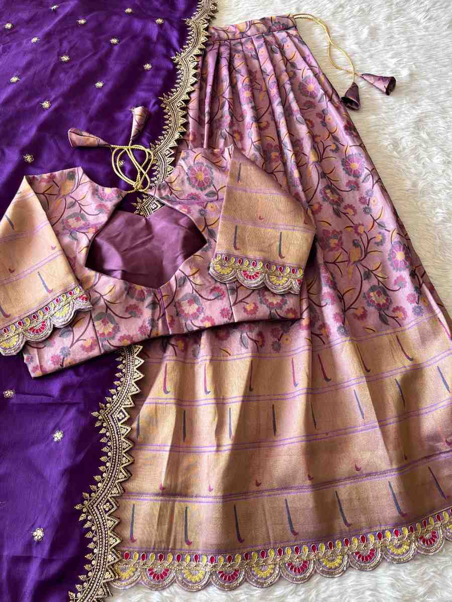 Fancy floral tissue lehenga – colour view – Arhas Couture