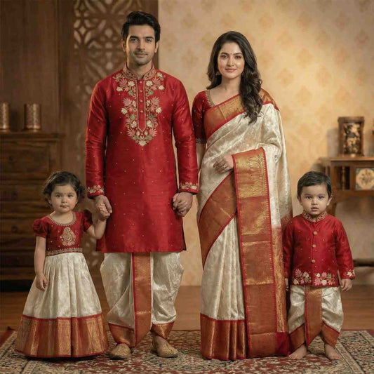 Raw silk family outfit – full family – Arhas Couture
