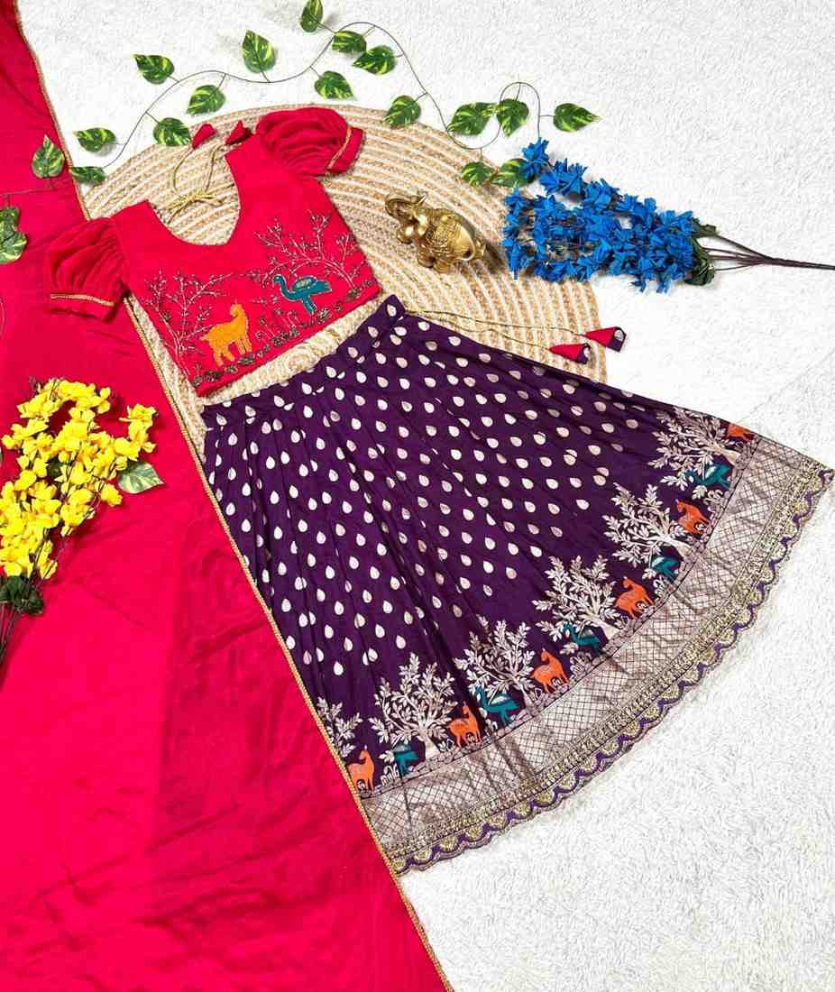 Kid's Chinnon Silk Lehengas