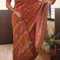 Ajrakh Munga Silk Saree