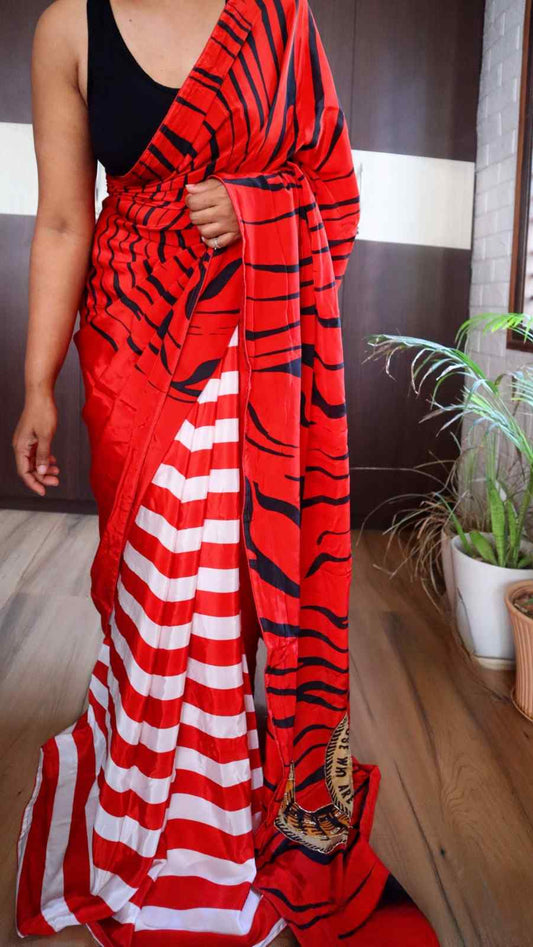 Satin Crepe Striped Saree