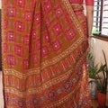 Ajrakh Munga Silk Saree