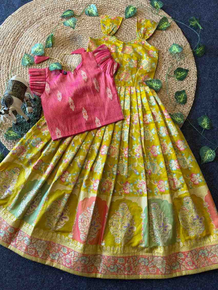 Kids Dola silk gown – pink – Arhas Couture