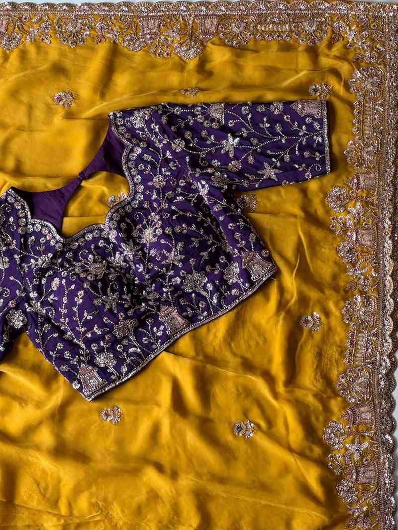 Fancy nylon tissue crepe saree – colour 1 – Arhas Couture
