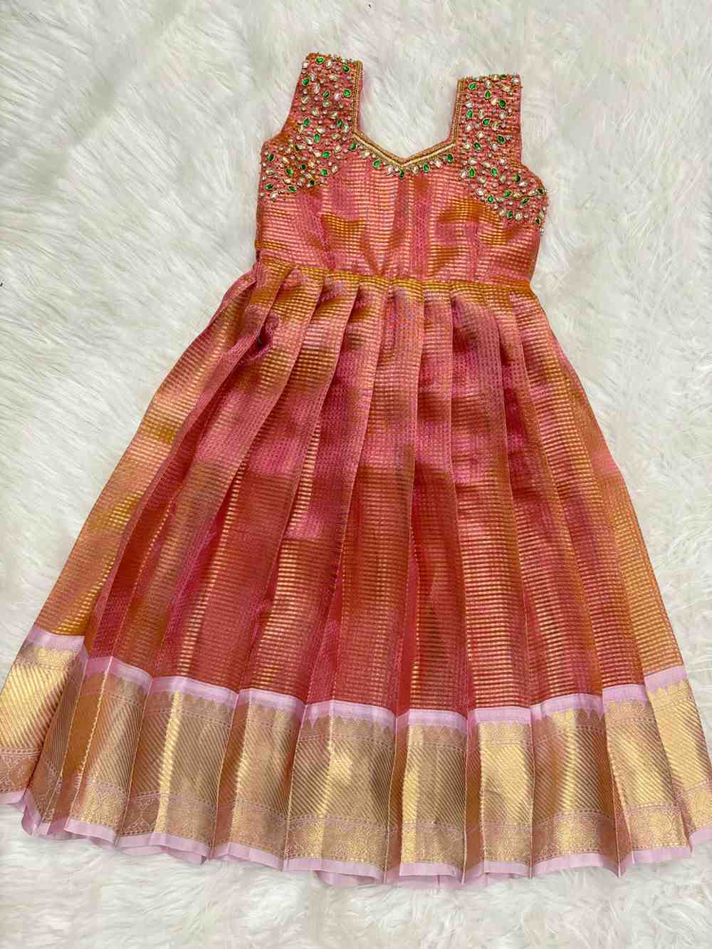 Kids tissue silk frock – colour 1 – Arhas Couture