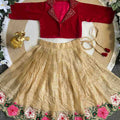 Kids velvet lehenga – gold silk skirt – Arhas Couture