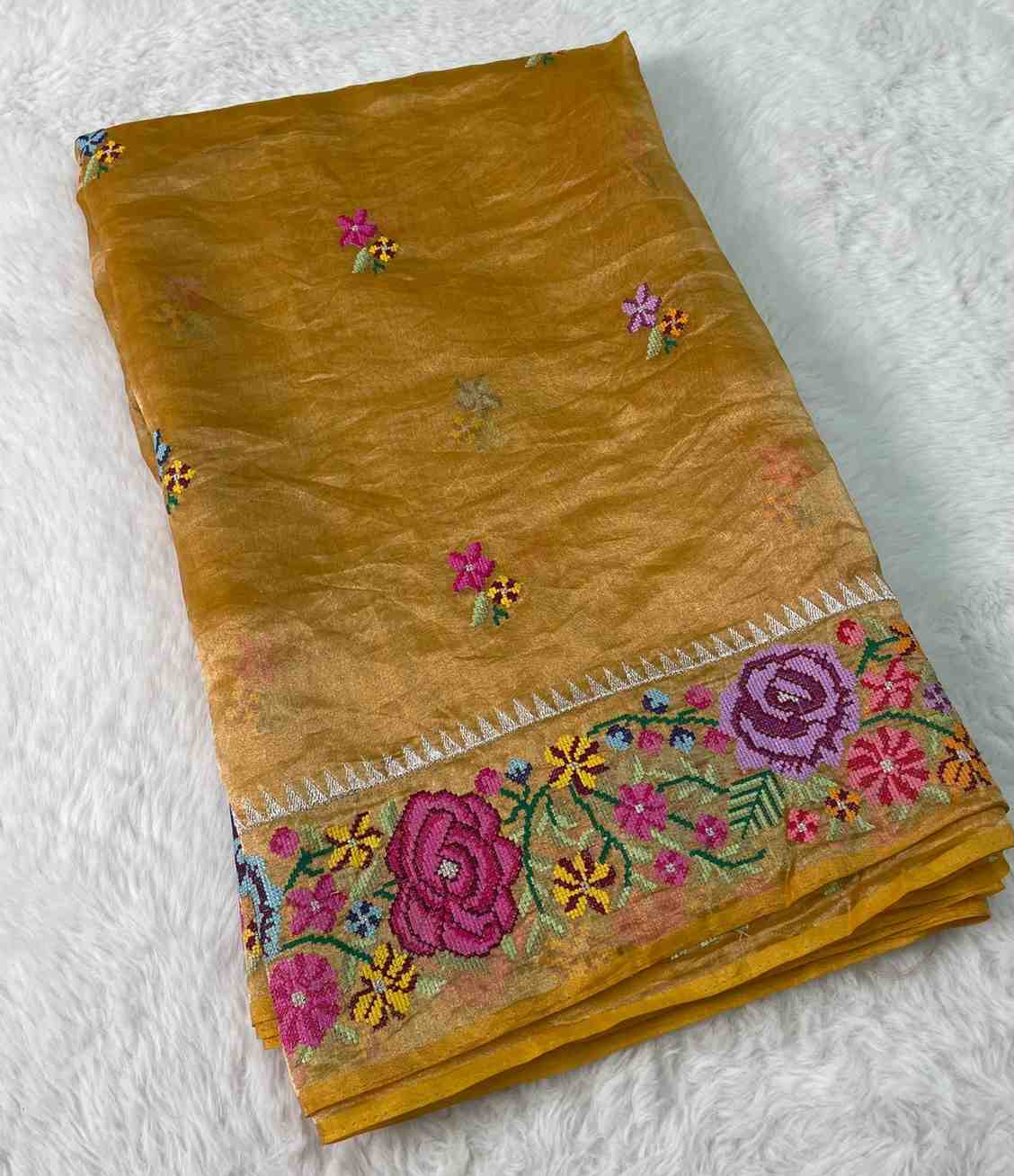 Fancy tissue embroidery saree – colour 2 – Arhas Couture