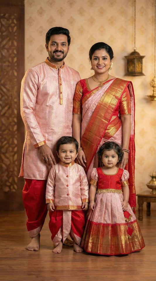 Kid's Banarasi Silk Family Outfits