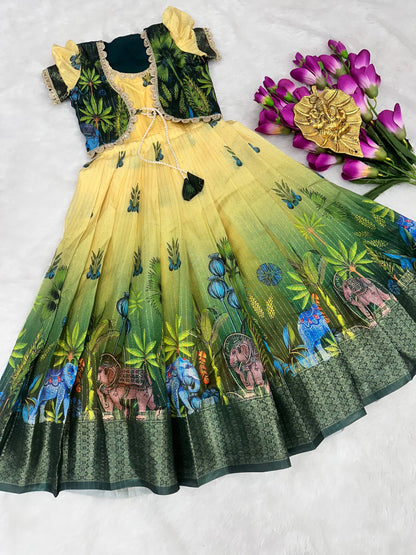 Kid's Pure Silk Kalamkari Gowns