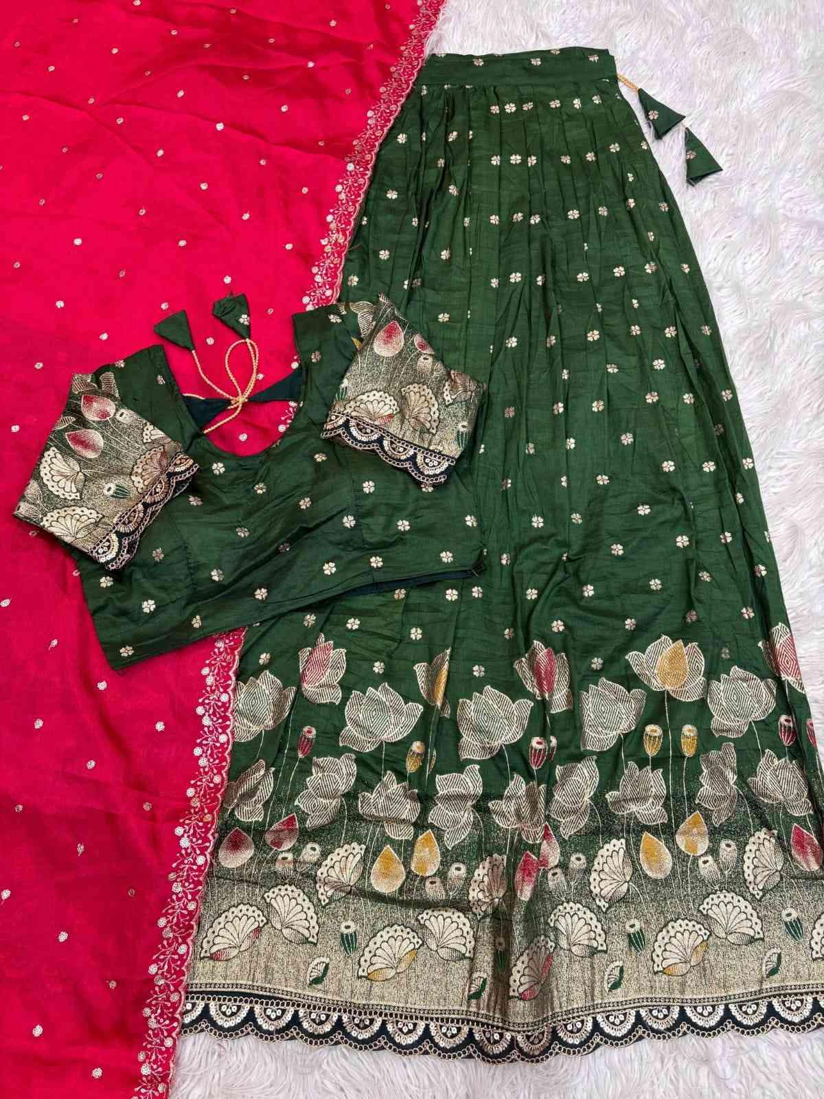 Jaquard Cut Work Lehengas