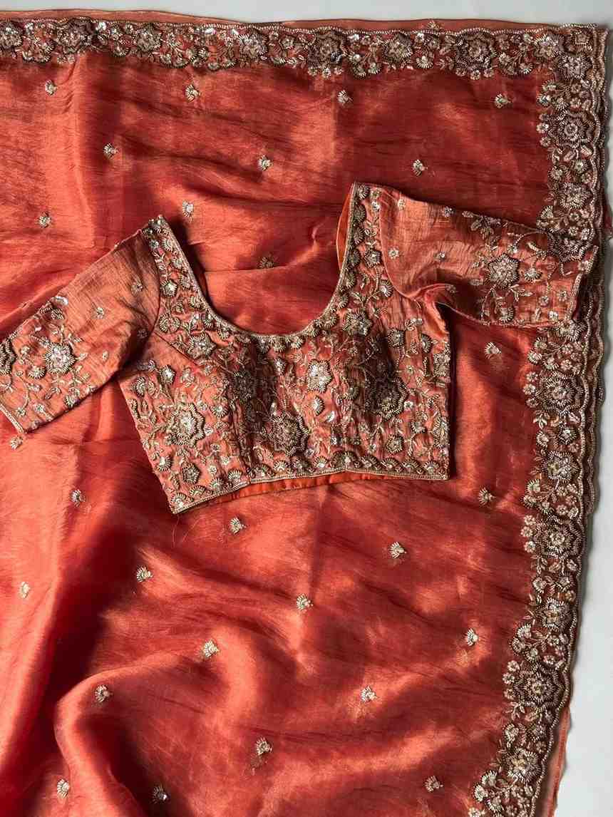 Fancy organza crepe saree – colour view – Arhas Couture
