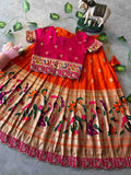 Kid's Paithani Viscose Dola Silk Lehengas