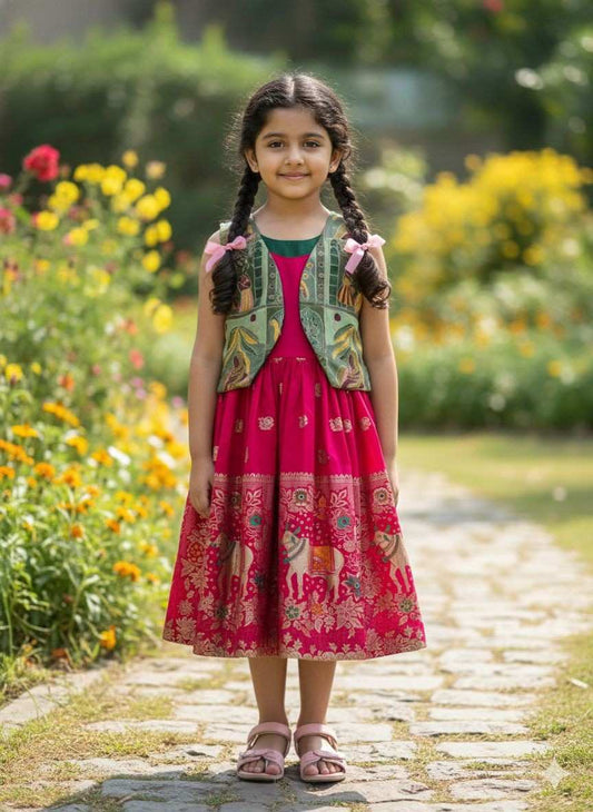 Kids space silk coat style gown – 1 to 15 years – Arhas Couture