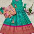 Kids Paithani gown – royal blue – Arhas Couture