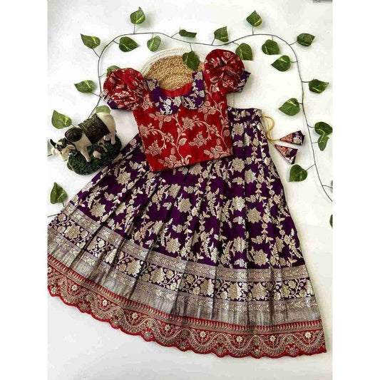 Kid's Dola Silk Lehangas
