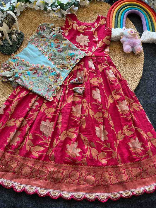 Kid's Khadi Georgette Lehengas