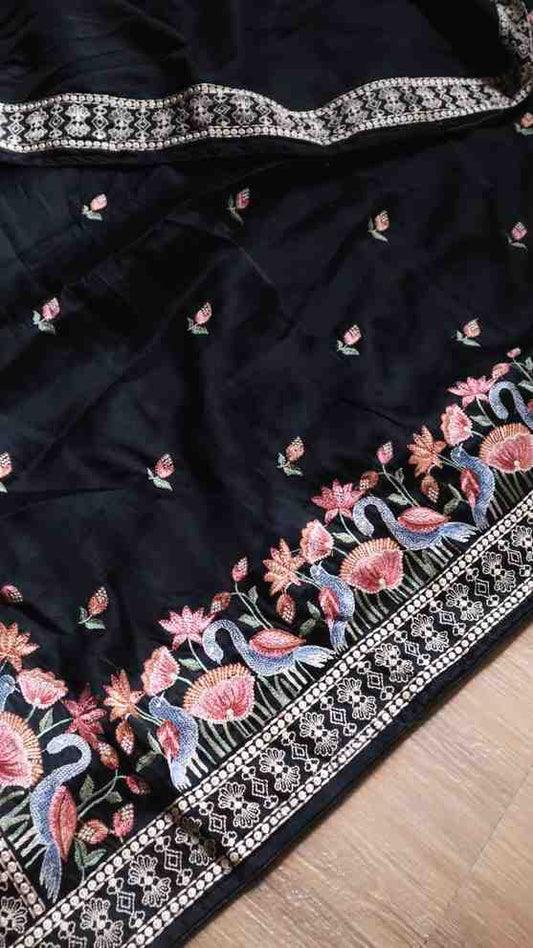 Satin Tussar Silk Saree