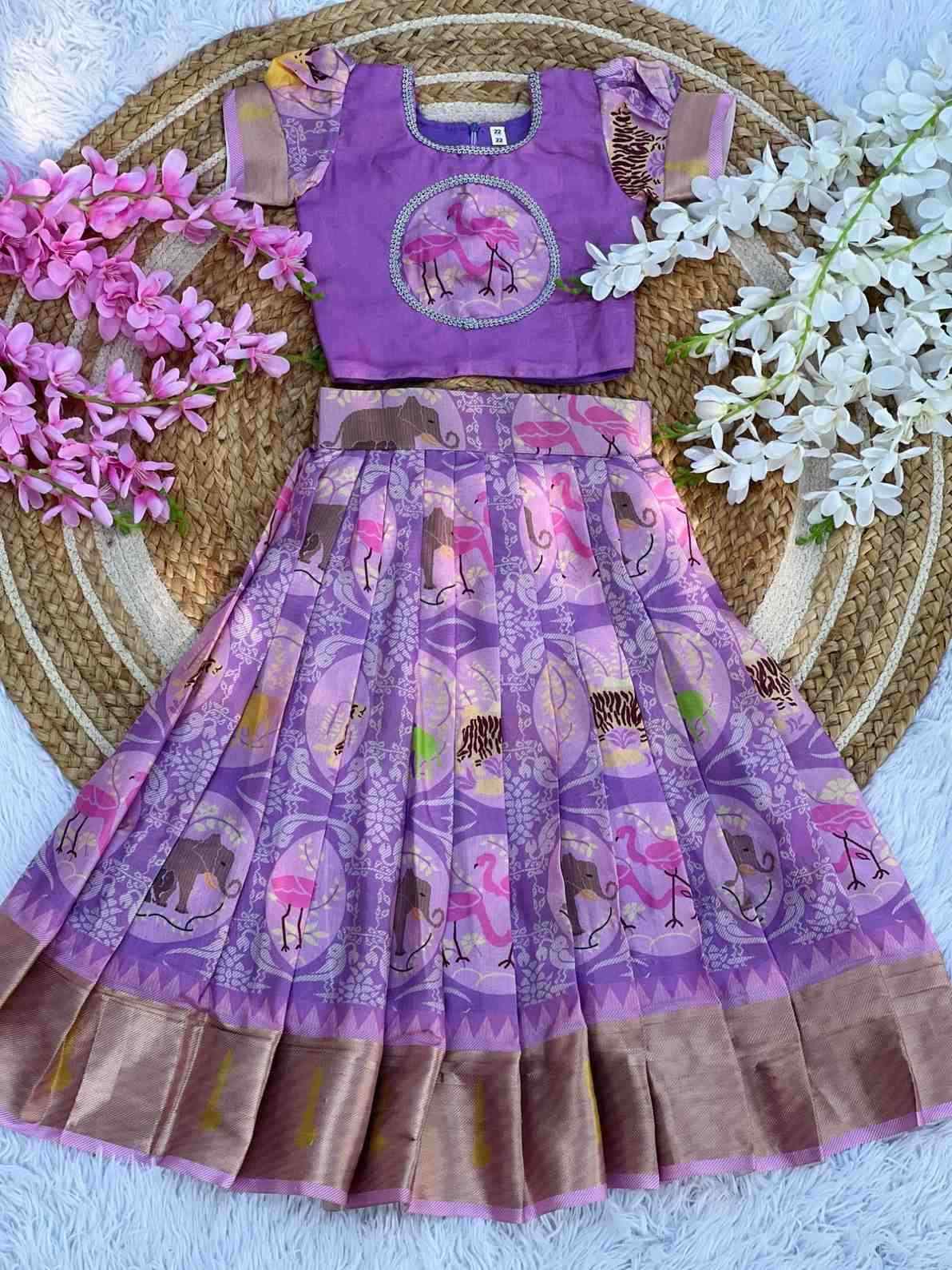 Kid’s Pure Cotton Silk Lehengas