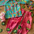 Kids Viscose crepe kurta set with position embroidery and tissue dhoti – 1 to 15 years – Arhas Couture