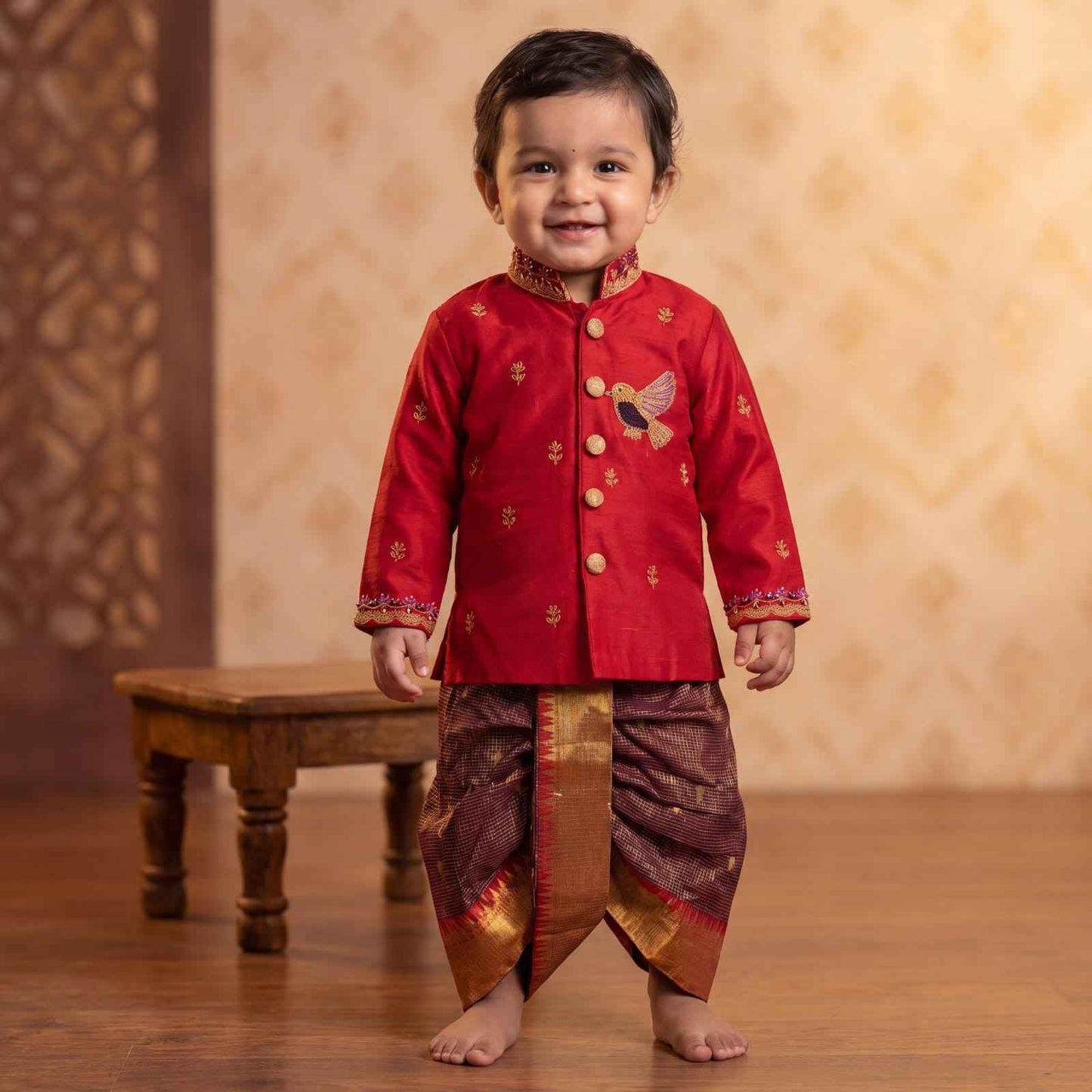 Semi Gadwal family outfit – brown – Arhas Couture