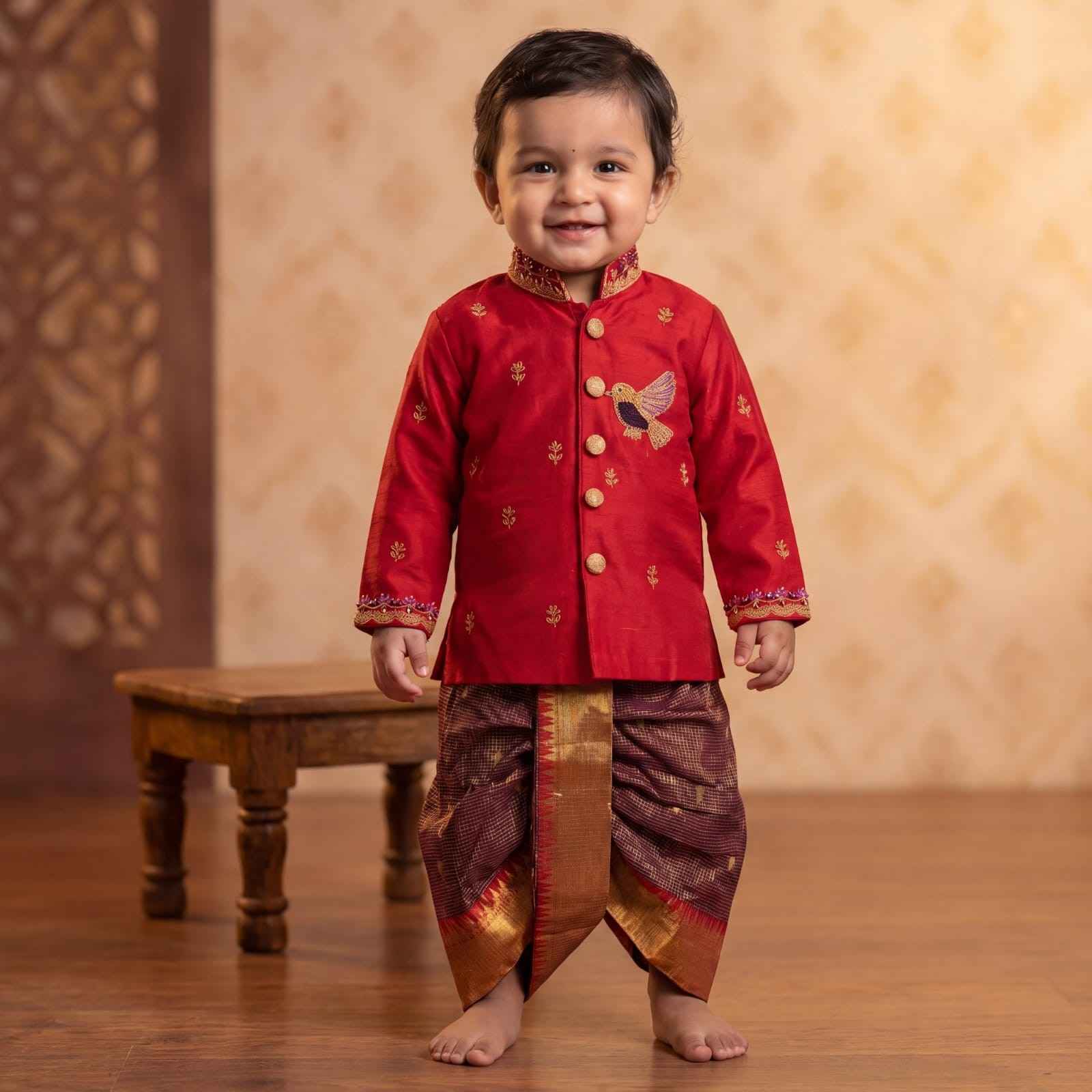 Semi Gadwal family outfit – brown – Arhas Couture