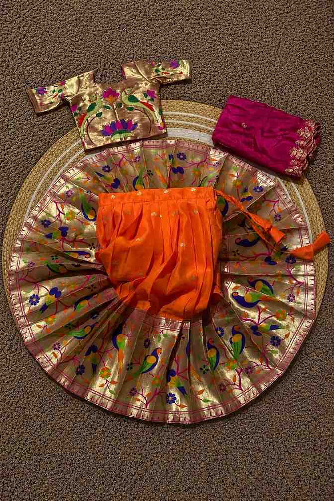 Kids Paithani lehenga – purple – Arhas Couture