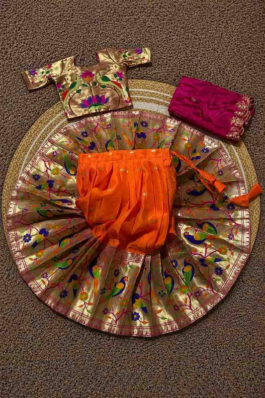 Kids Paithani lehenga – purple – Arhas Couture