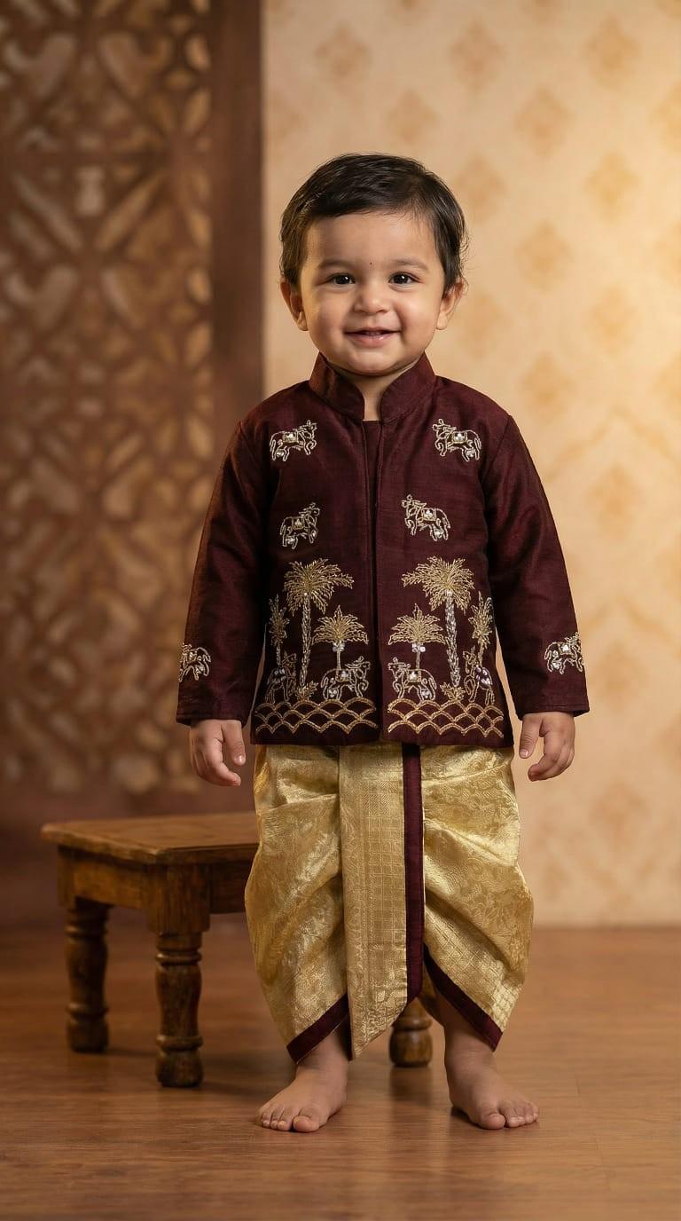 Semi Kanchi tissue family outfit – colour 2 – Arhas Couture