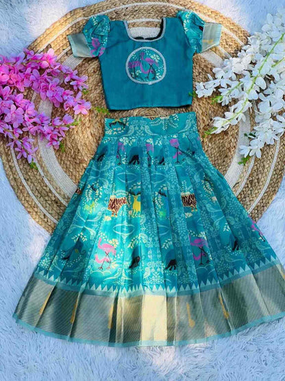 Kids cotton silk lehenga – flared design – Arhas Couture