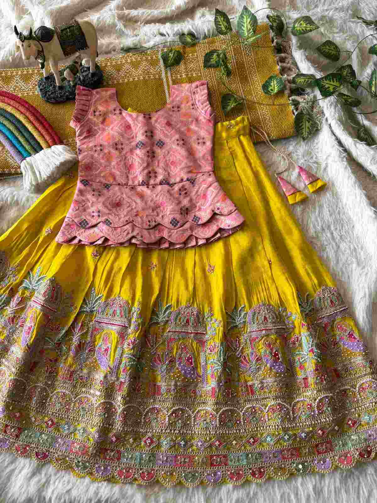 Girl's Viscose Tissue Lehengas