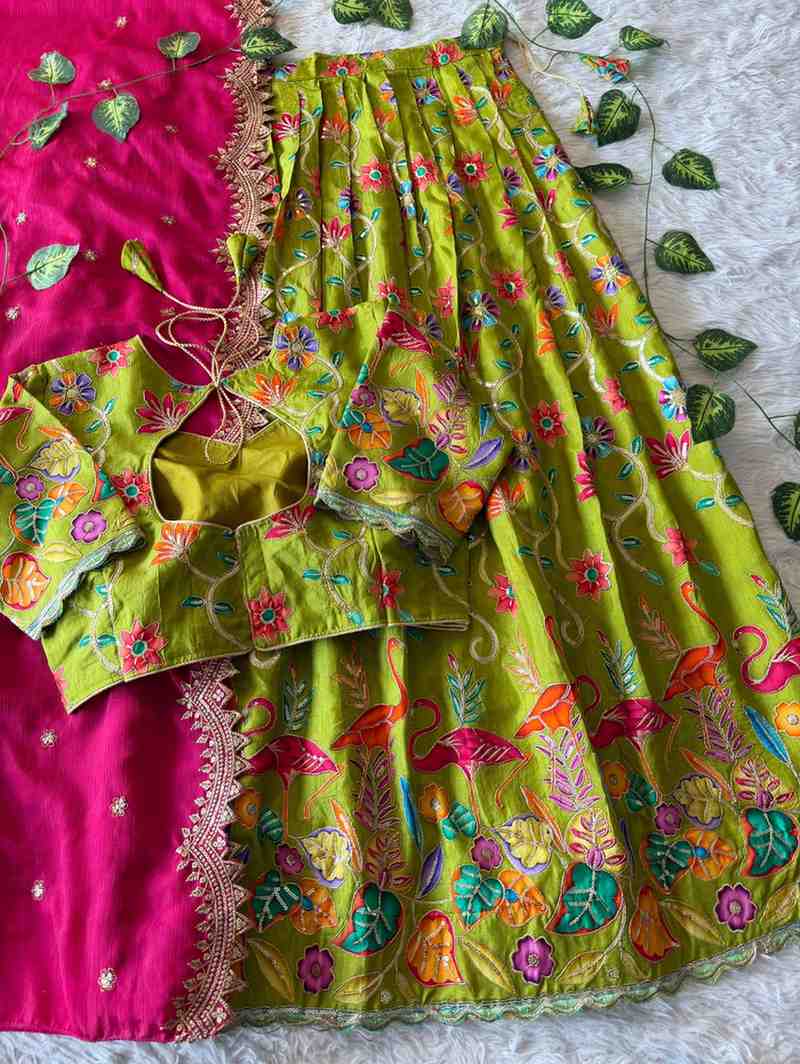Kids Viscose Dola lehenga – orange – Arhas Couture