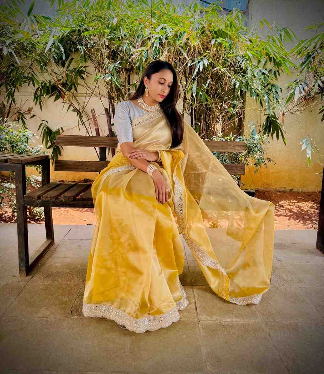 Fancy designer tissue saree – colour view – Arhas Couture