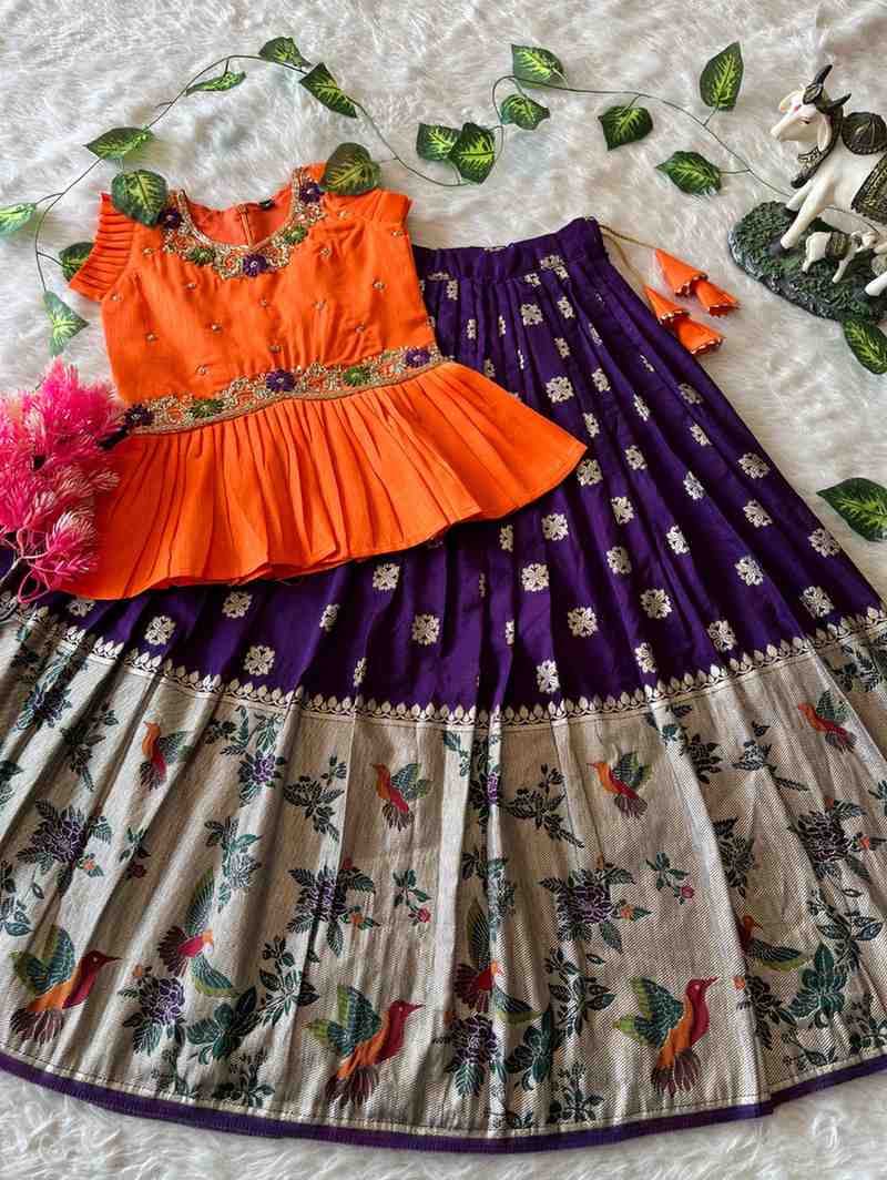 Kids Khadi georgette lehenga – colour 1 – Arhas Couture