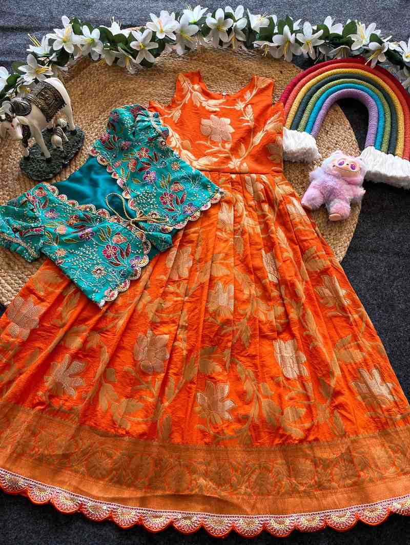 Kid's Khadi Georgette Lehengas