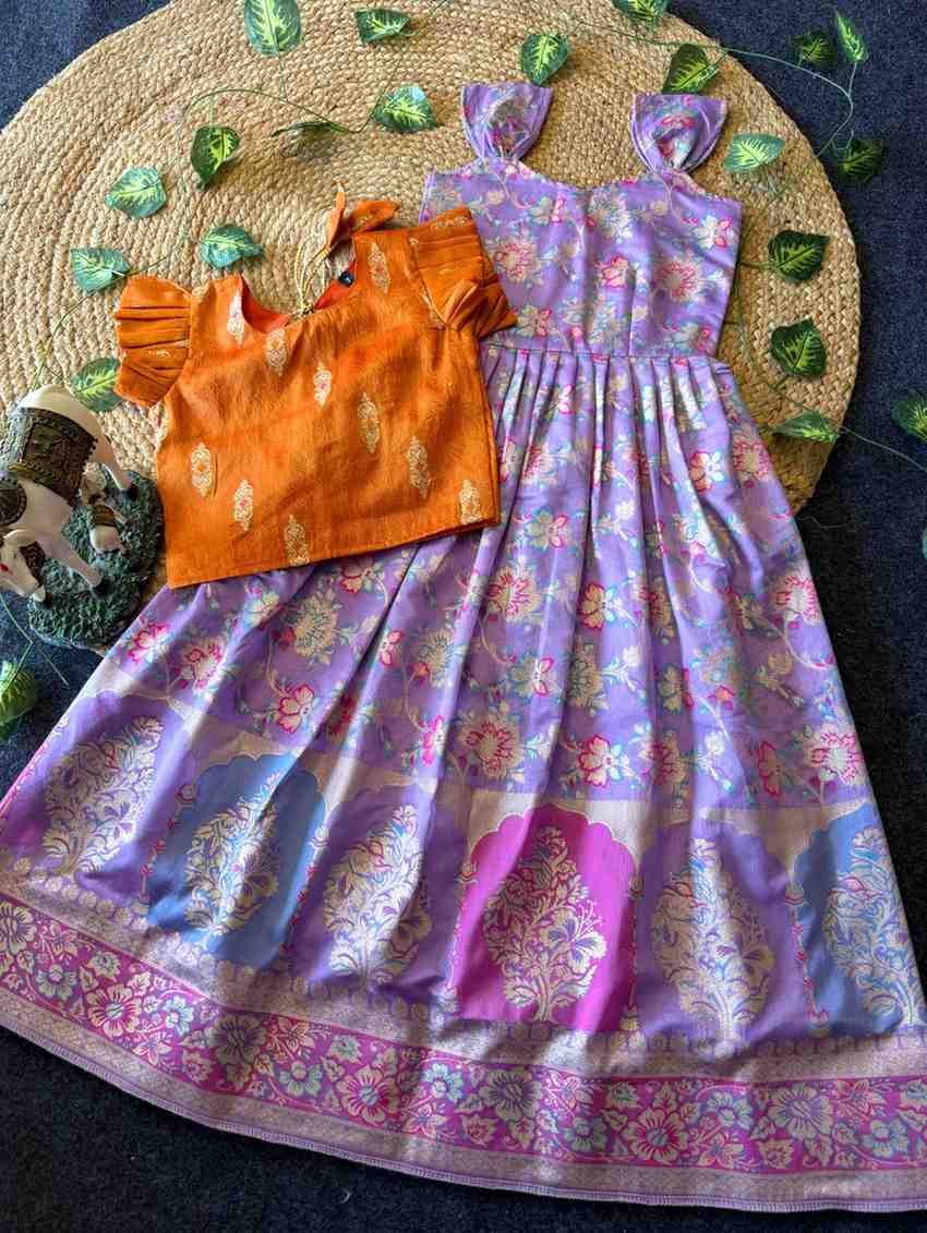 Kids Dola silk gown – yellow – Arhas Couture