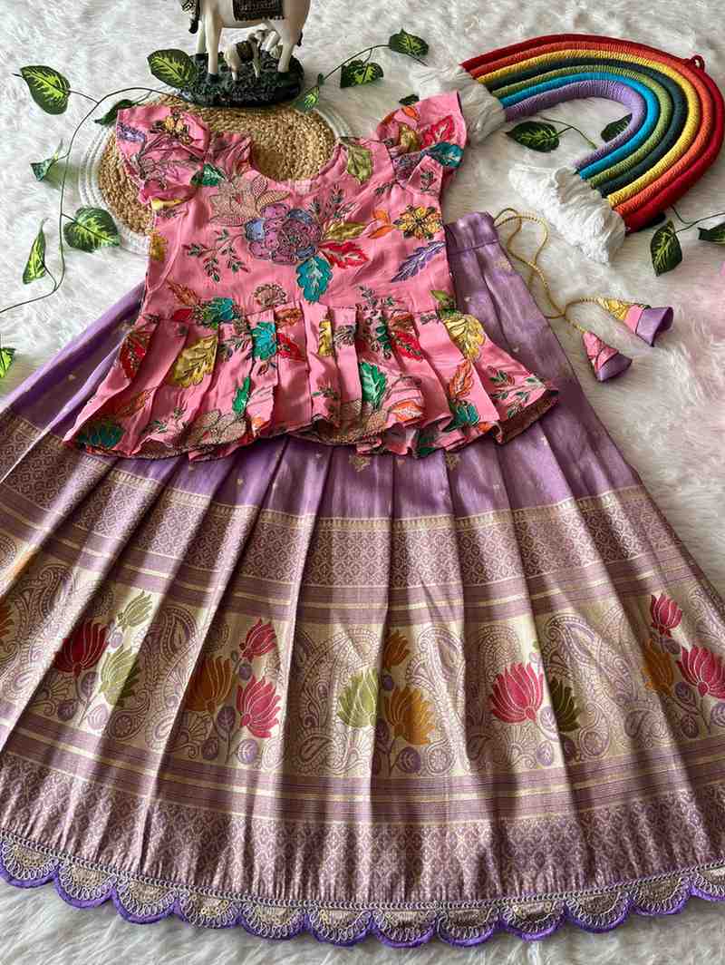 Kids tissue silk lehenga – colour 1 – Arhas Couture