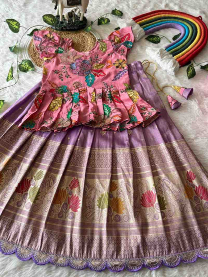 Kids tissue silk lehenga – colour 1 – Arhas Couture