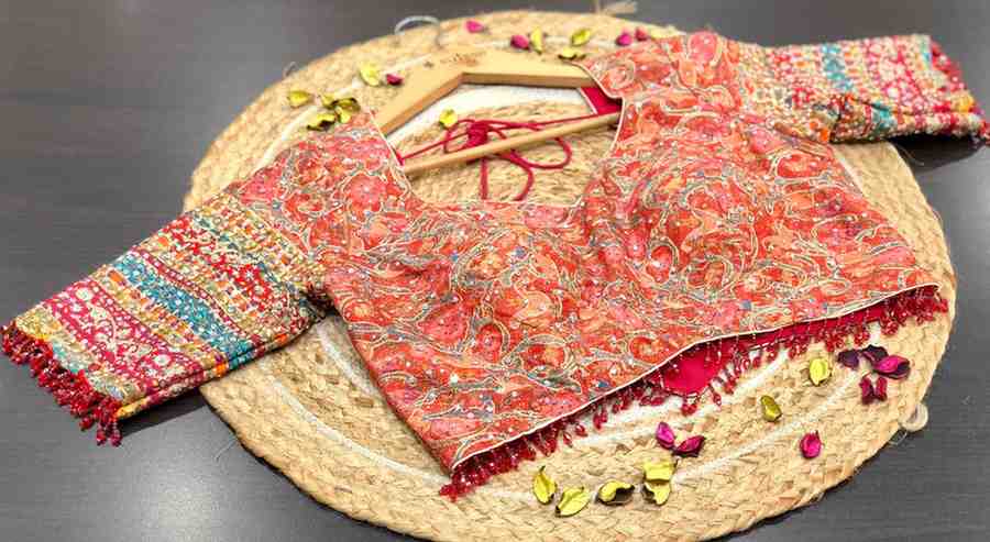 Ajrakh Print Chinnon Silk Saree