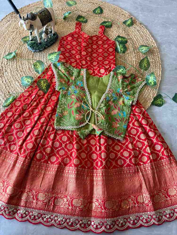 Kids Dola silk gown – red – Arhas Couture