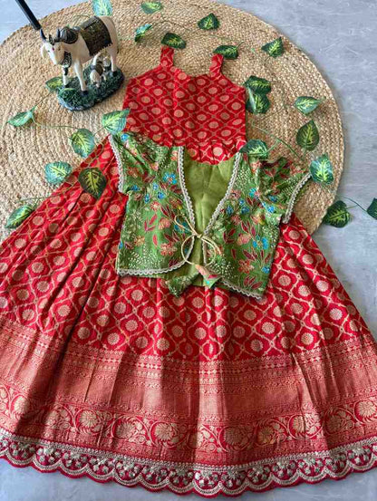 Kids Dola silk gown – red – Arhas Couture