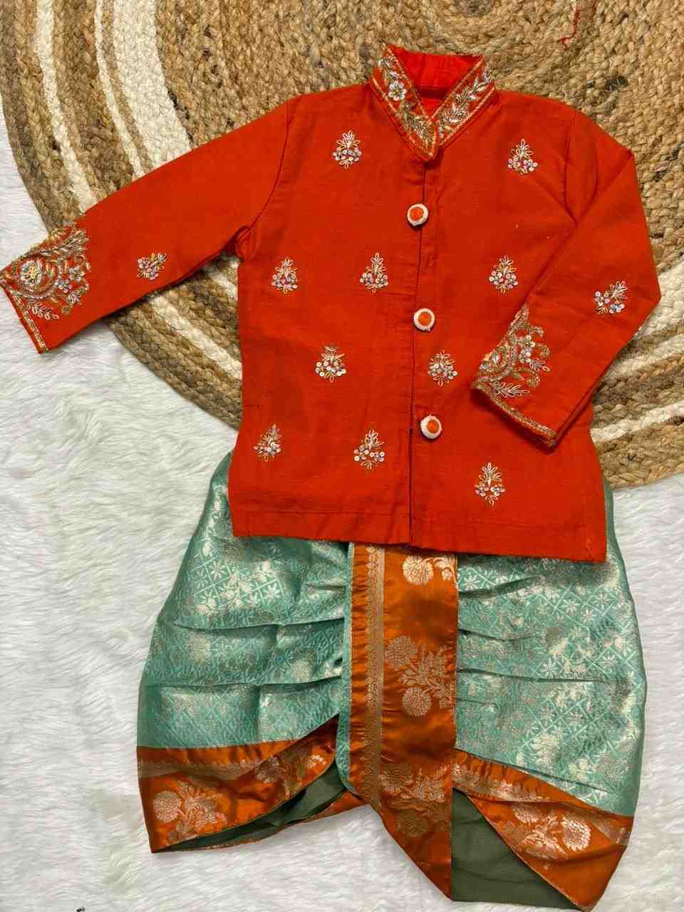 Semi Kanjivaram family outfit – colour 2 – Arhas Couture